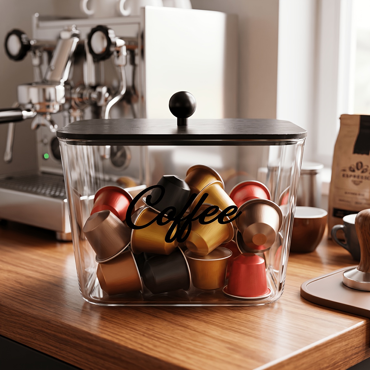 蓋付きコーヒーポッドホルダー プラスチック製収納ボックス K - Kitchen Gadgets Organizer のレビューと価格