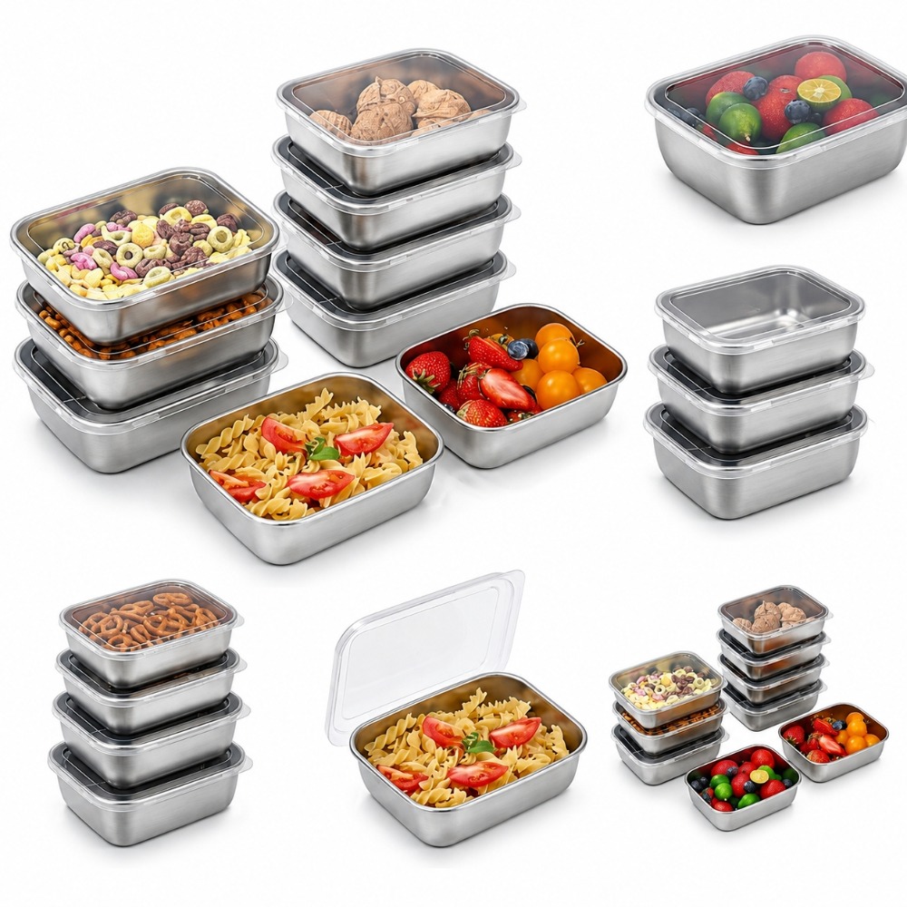 6個入りステンレス製食品保存容器漏れ防止6個入りステンレス製 - Kitchen Gadgets Organizer のレビューと価格